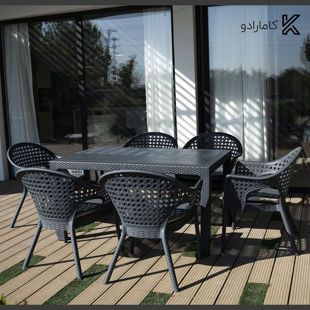 ست میز و صندلی 6 نفره پلاستیکی کد 321-999 ناصر پلاستیک